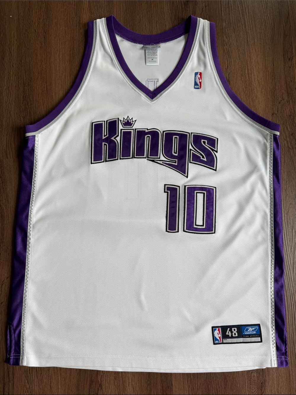Vintage Authentic Reebok White & Purple Bibby Sacramento Kings Basketball Jersey